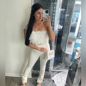 12th Tribe Chanel White Faux Feather Top - Large